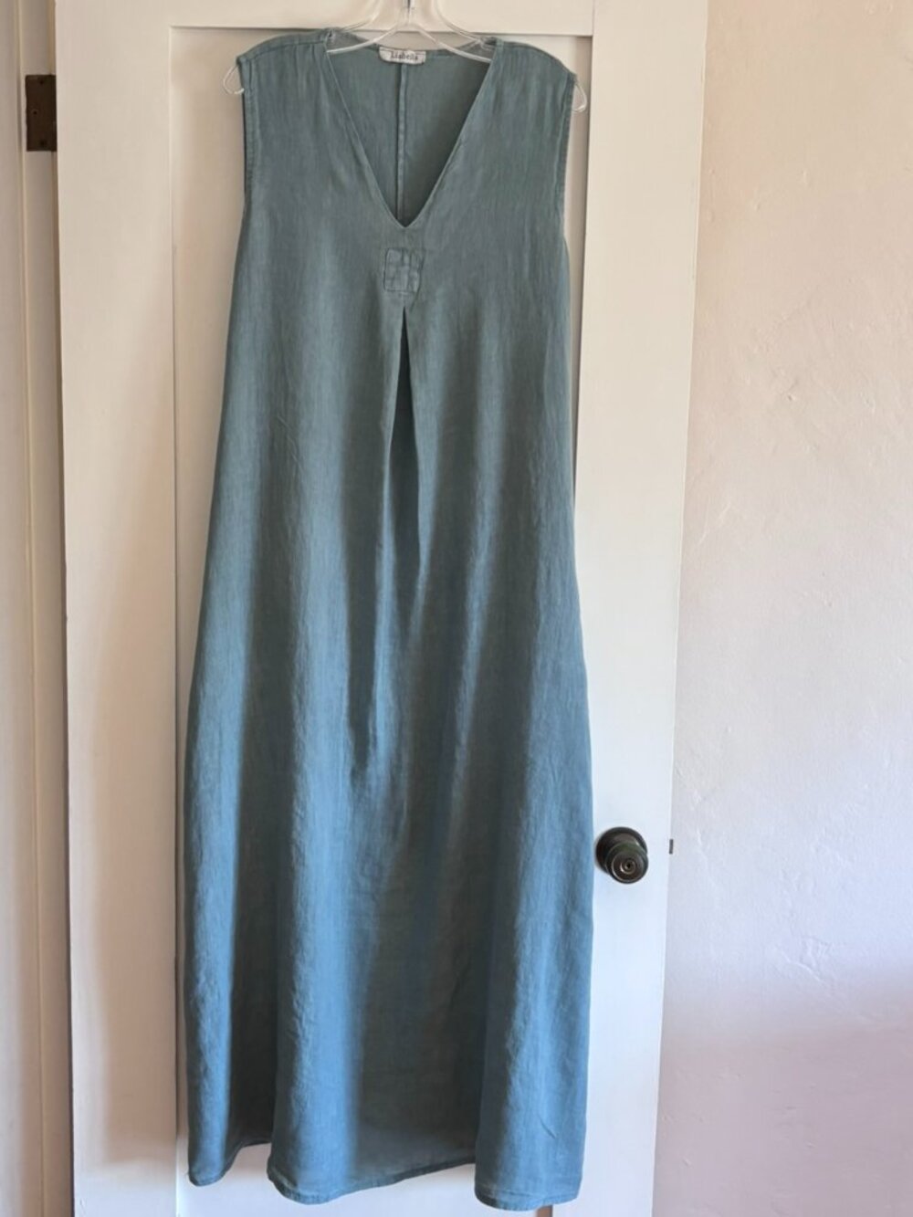 A light teal blue LIABELLA Italian 100% Linen dress midi/maxi - 1 size L XL